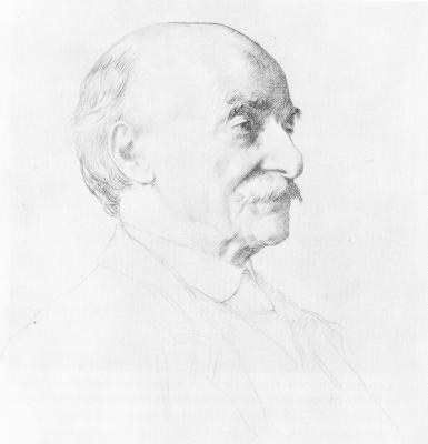 Potloodtekening van de schrijver Thomas Hardy (1840- 1928) in 1919 door Wiliam Strang